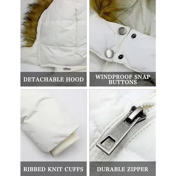 New Szory Down Jacket Women's Size L Long Puffer Parka Coat Removable Fur Hood - Picture 5 of 10